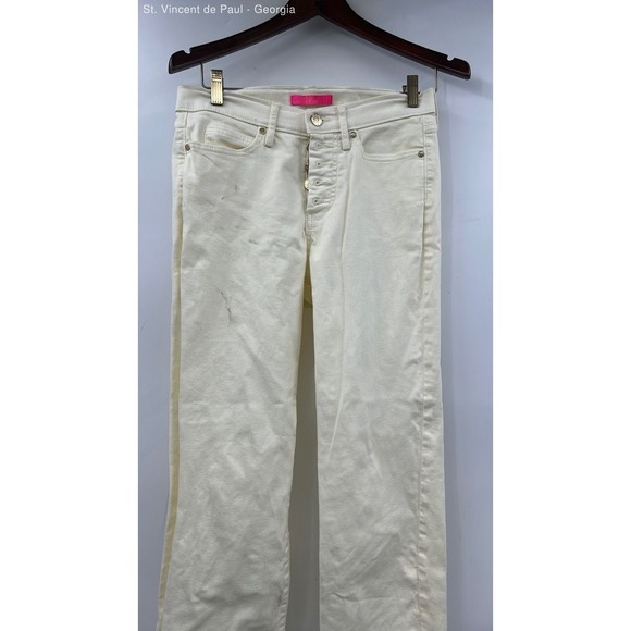 Lilly Pulitzer Pants - Lilly Pulitzer Button Fly Chino Pants Women's Size 4 Cream Boho Preppy